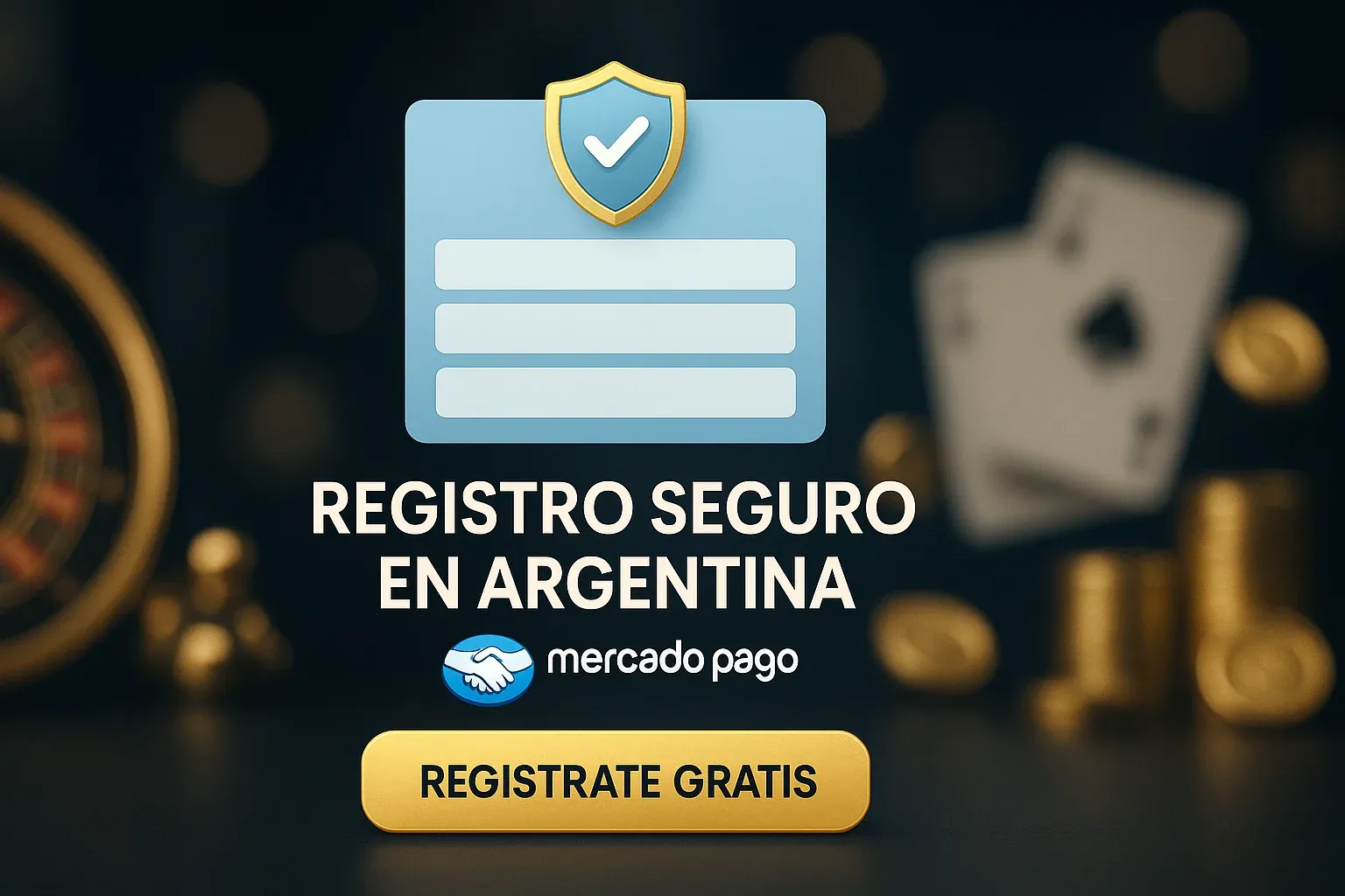 Banner de registro seguro en Argentina con botón dorado y escudo